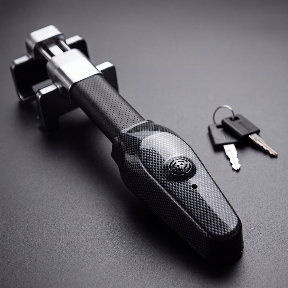 Antivol de volant Volant Pro aspect carbone avec alarme 130 dB et ses 2 clés